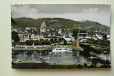 Postcard PC Nassau Lahn 1960s houses bridge Town architecture Rheinland Pfalz